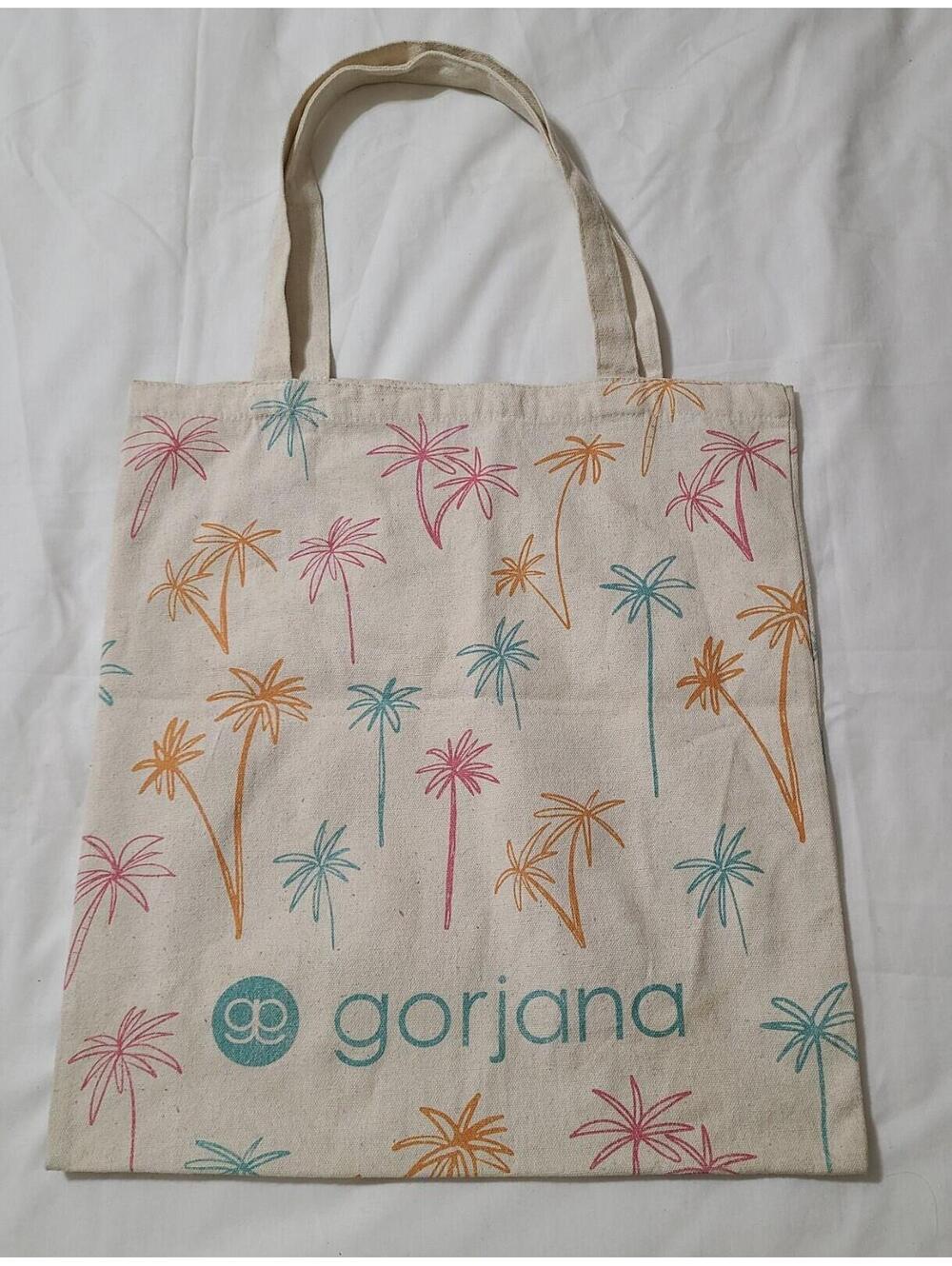 Gorjana Limited Edition Canvas Tote Bag Palm Tree Reusable Shopping Travel Pouch